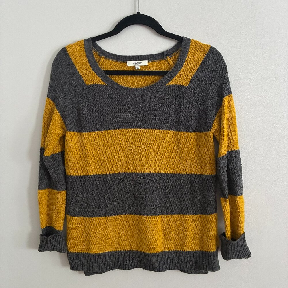 Madewell Striped Cotton Pullover Sweater Crew Neck Size Extra Small XS